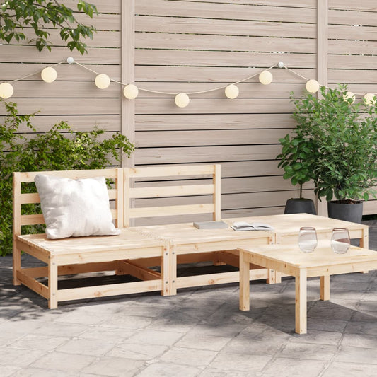 Armless Garden Sofa & Footstool Set - Solid Pine Wood Elegance