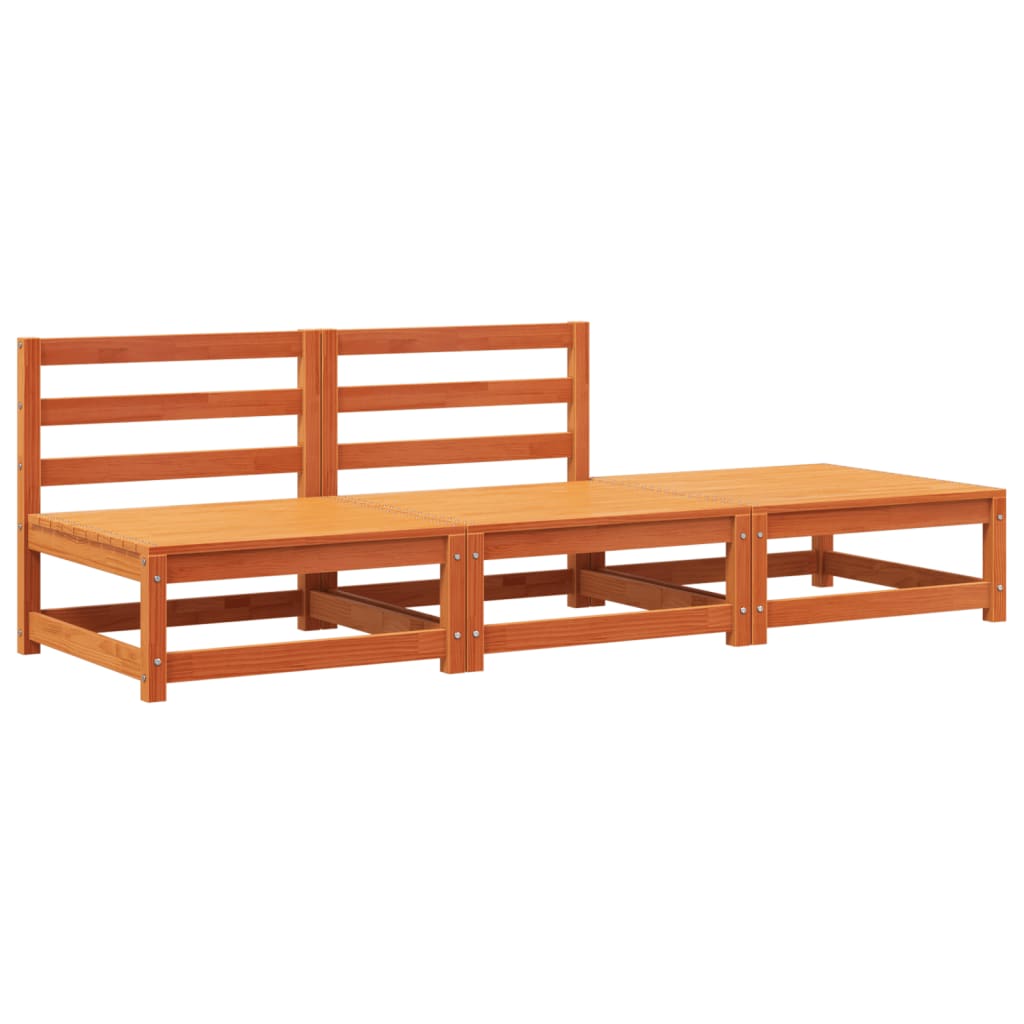 Garden Sofa Armless & Footstool - Wax Brown Solid Pine Wood