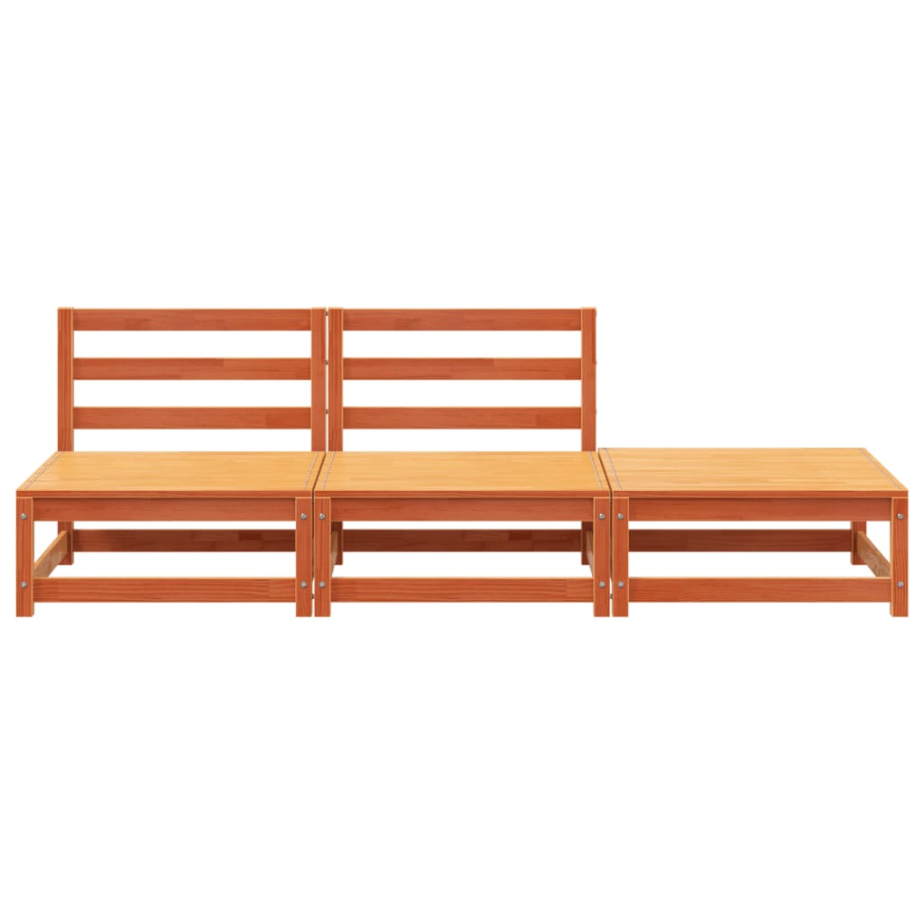 Garden Sofa Armless & Footstool - Wax Brown Solid Pine Wood