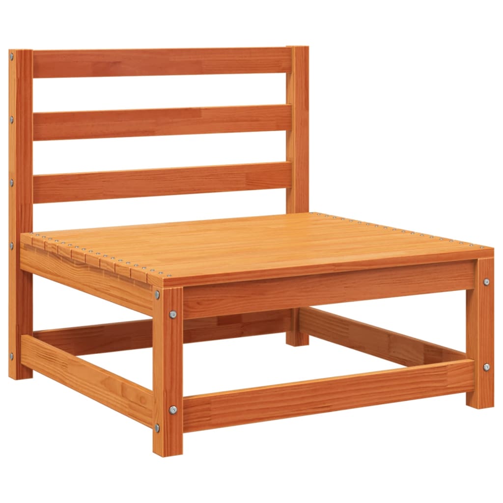 Garden Sofa Armless & Footstool - Wax Brown Solid Pine Wood