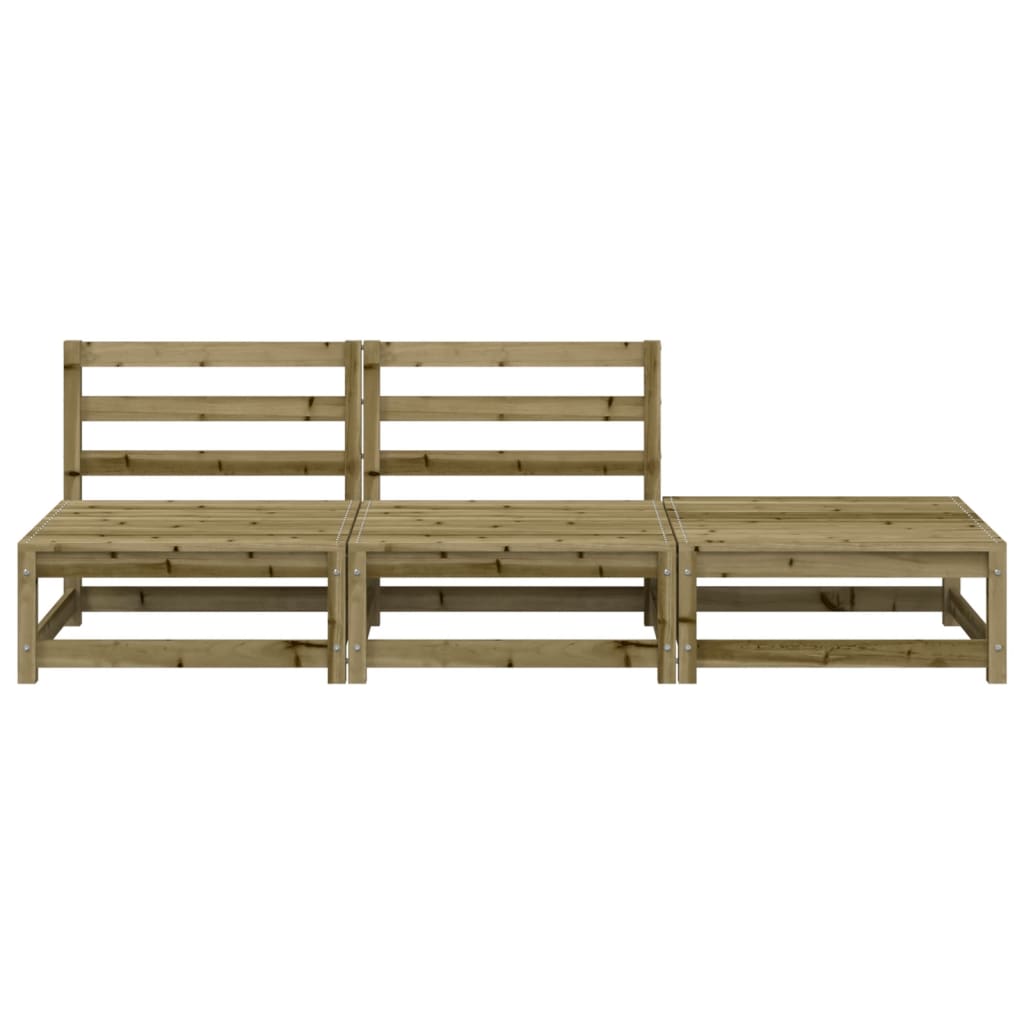 Armless Garden Sofa with Footstool - Pine Wood, Weather-Resistant