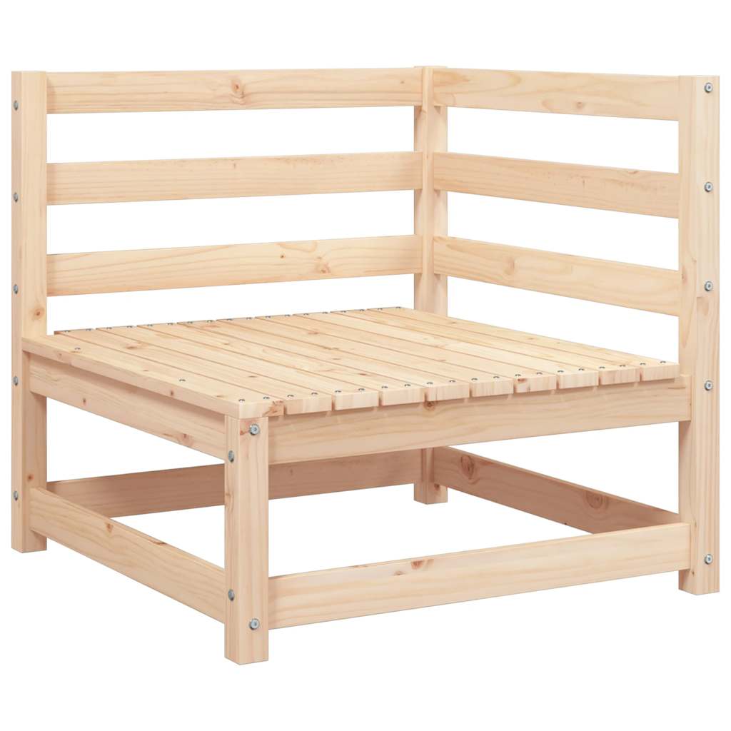 2-Seater Solid Pine Garden Sofa with Footstool - Natural Wood Finish