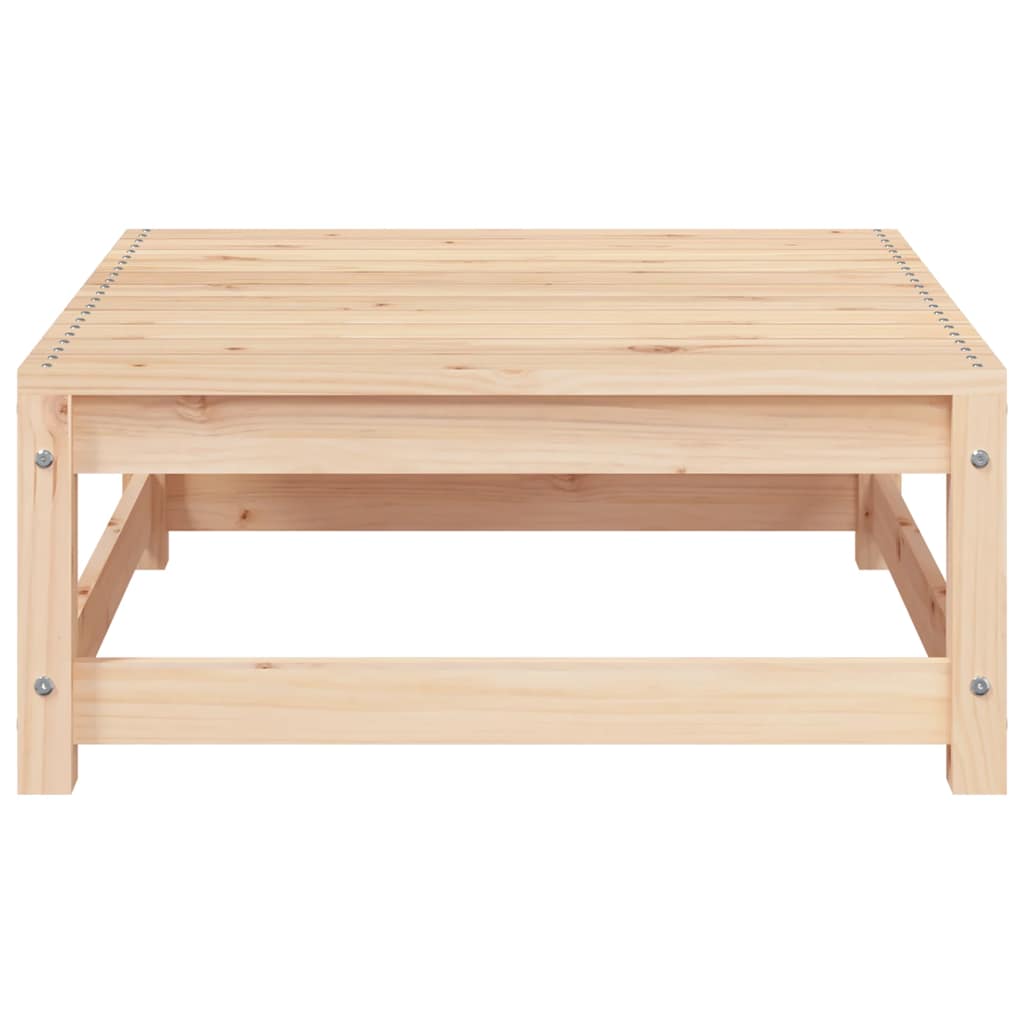 2-Seater Solid Pine Garden Sofa with Footstool - Natural Wood Finish