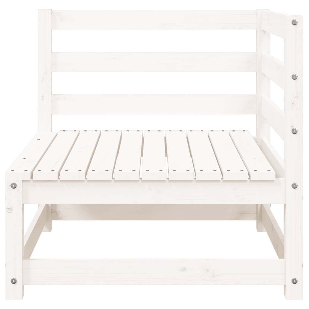White Solid Wood Pine 2-Seater Garden Sofa with Footstool