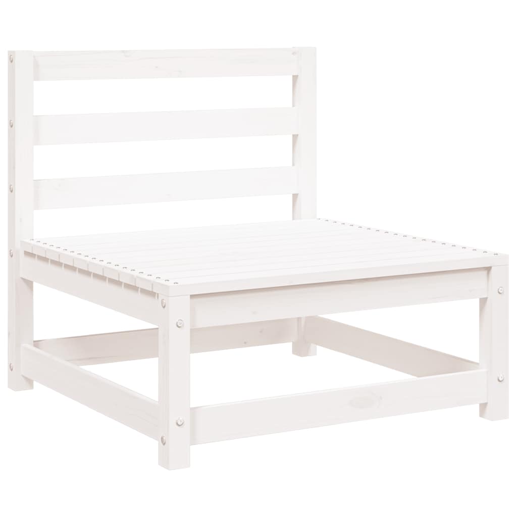 White Solid Wood Pine 2-Seater Garden Sofa with Footstool