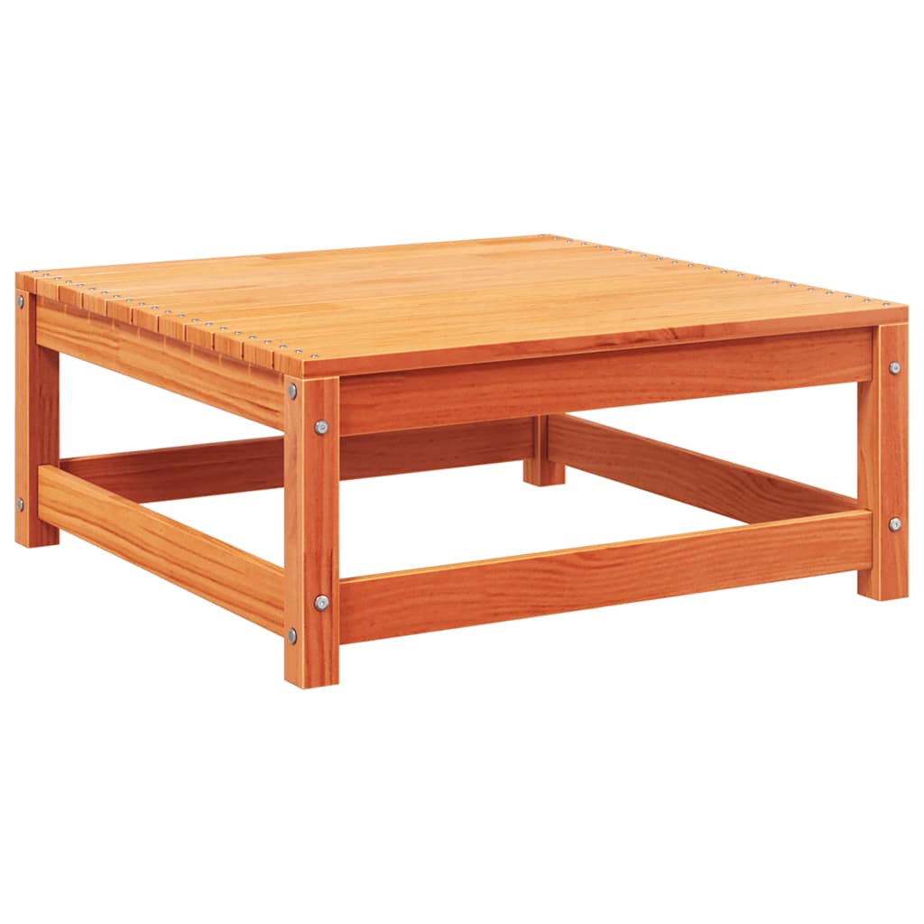 2-Seater Wax Brown Solid Pine Garden Sofa with Footstool