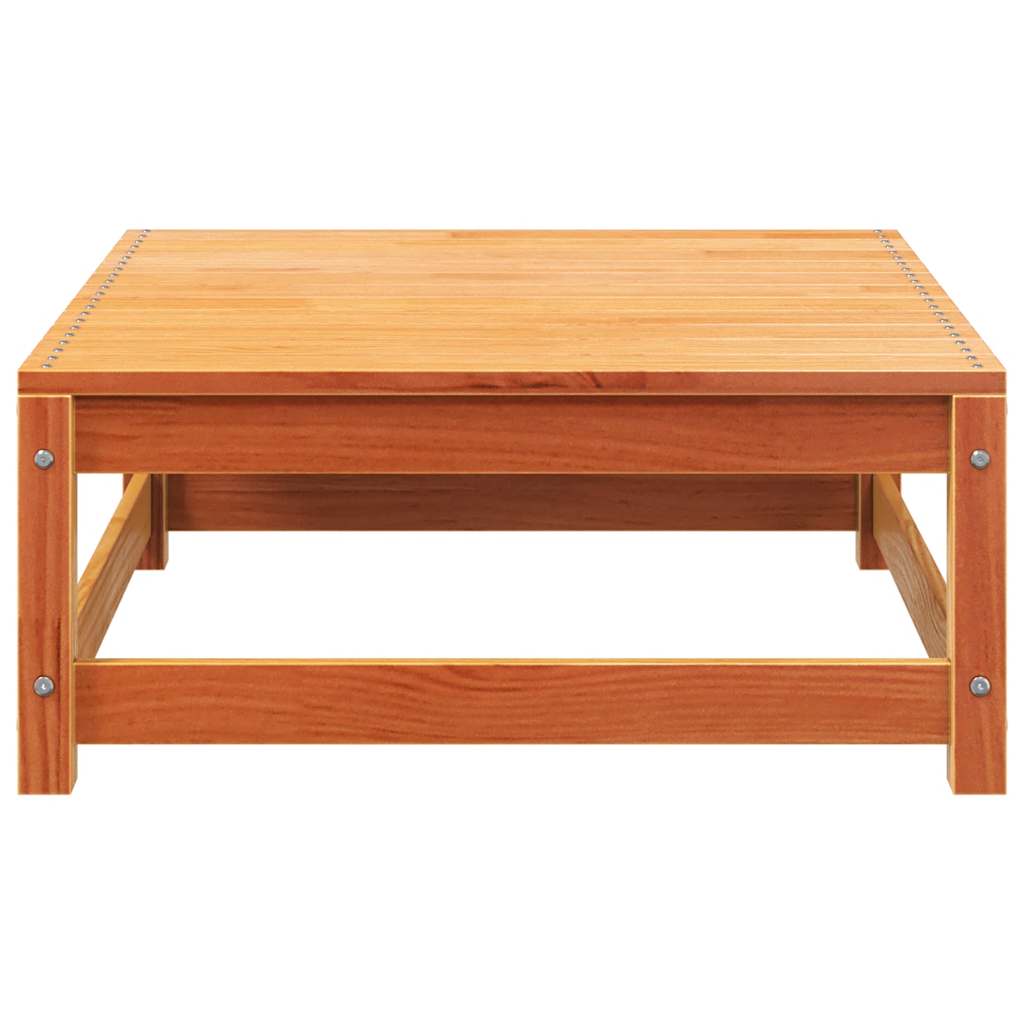 2-Seater Wax Brown Solid Pine Garden Sofa with Footstool