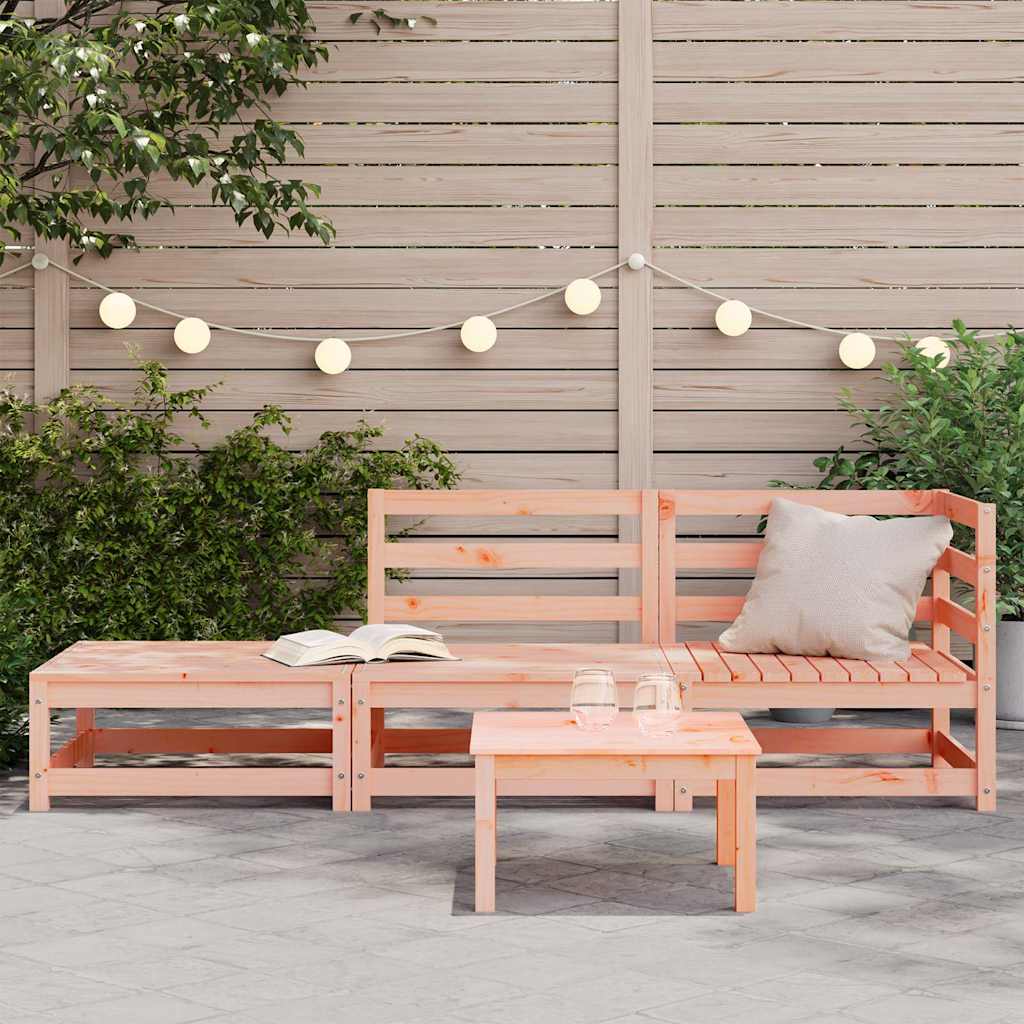 2-Seater Solid Wood Douglas Garden Sofa with Footstool