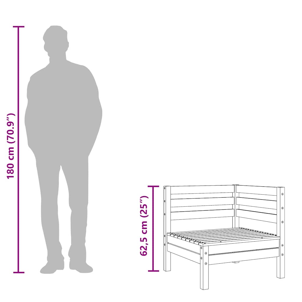 Elegant Garden Sofa Corner in Solid Pine Wood