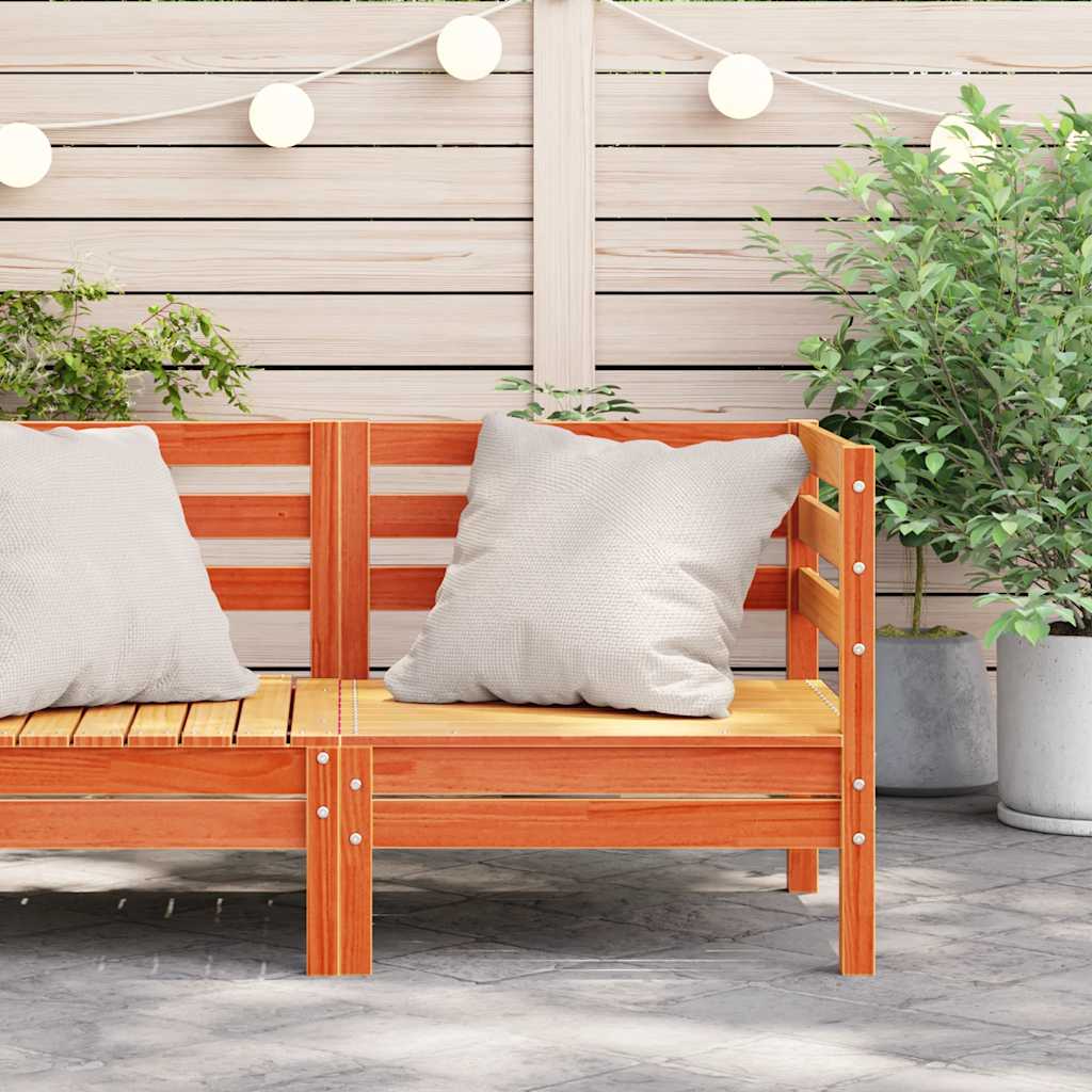 Wax Brown Solid Pine Garden Sofa Corner - Elegant Outdoor Seating