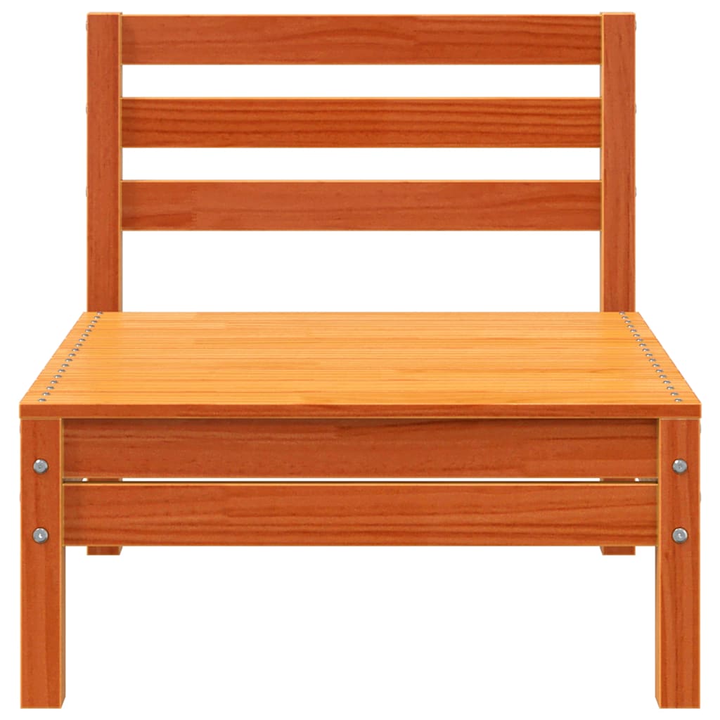 Armless Garden Sofas Set, 2 pcs - Wax Brown Solid Pine Wood