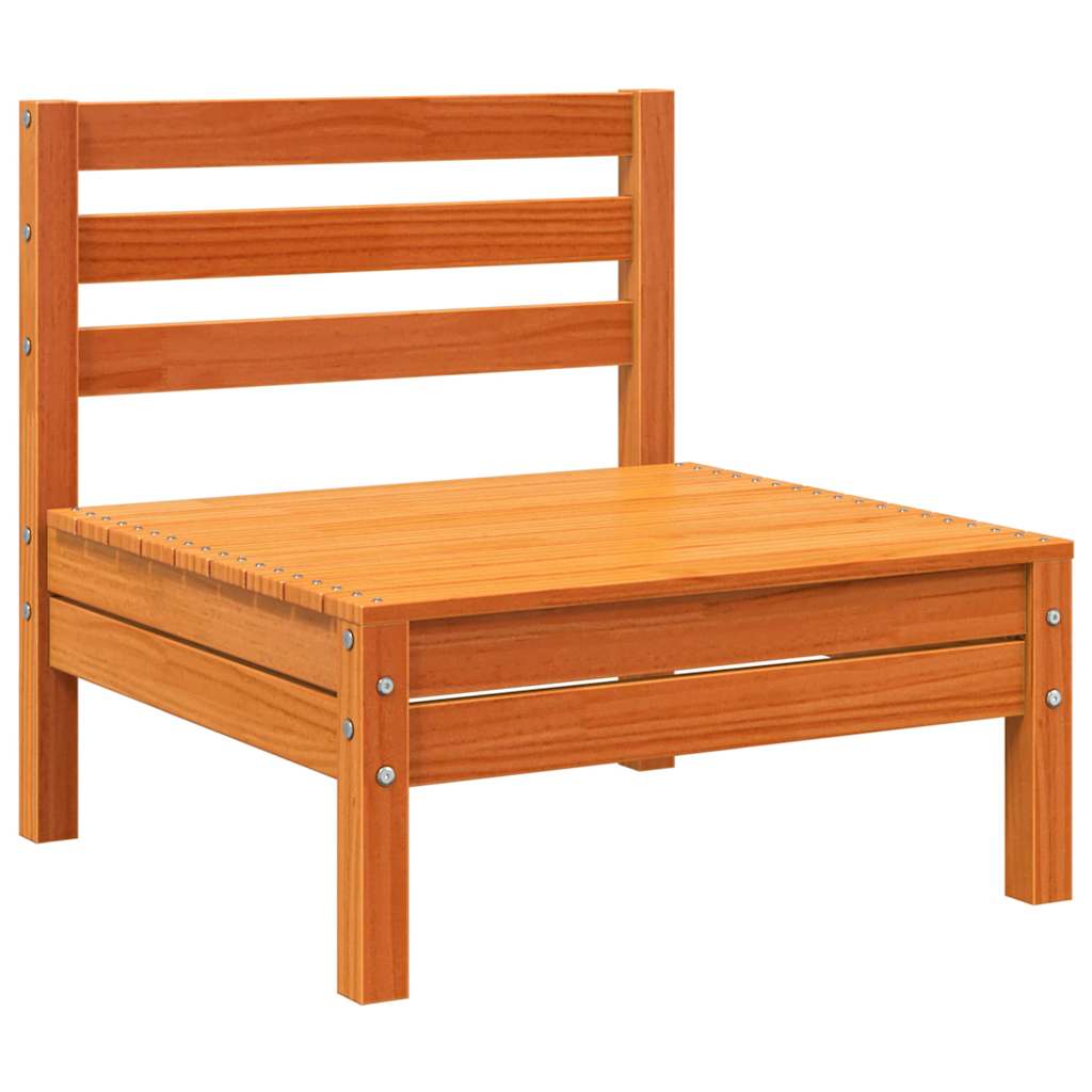 4-Piece Armless Garden Sofa Set, Wax Brown Solid Pine Wood