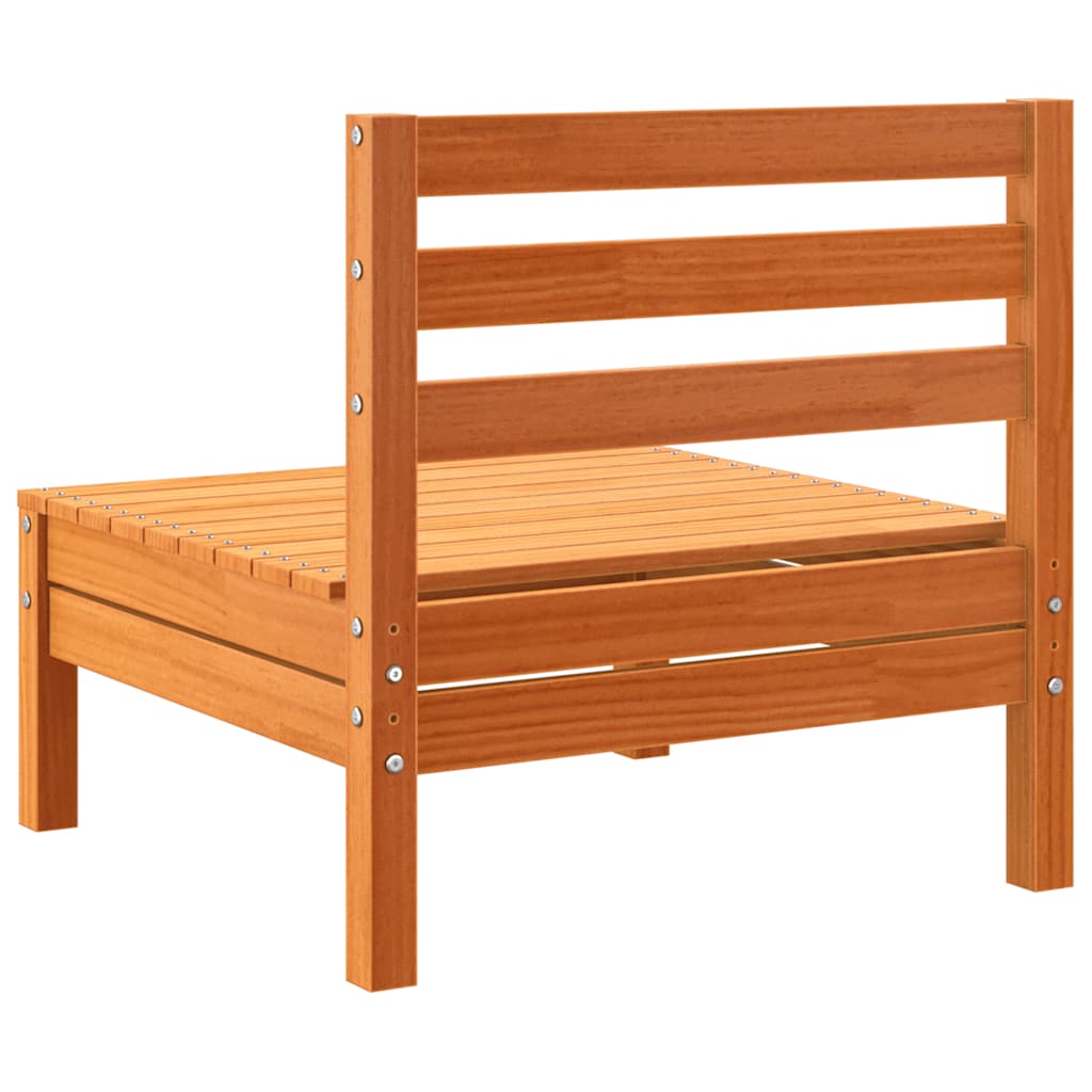 4-Piece Armless Garden Sofa Set, Wax Brown Solid Pine Wood