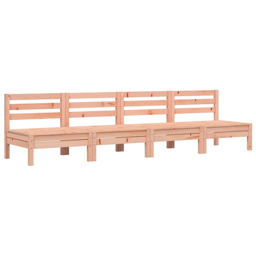 Elegant 4-Piece Armless Garden Sofas in Solid Douglas Wood
