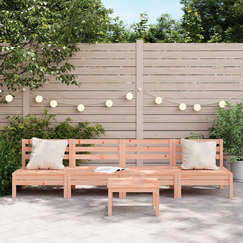 Elegant 4-Piece Armless Garden Sofas in Solid Douglas Wood