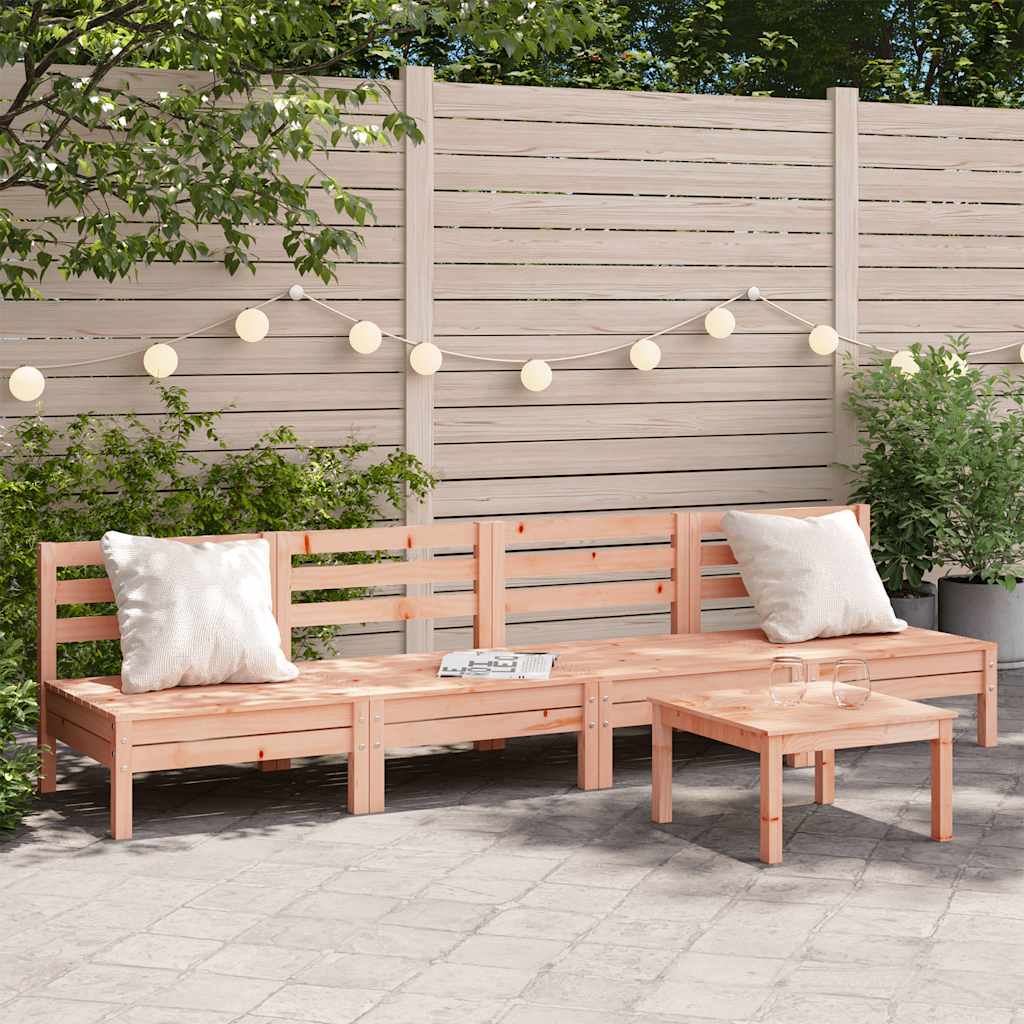 Elegant 4-Piece Armless Garden Sofas in Solid Douglas Wood