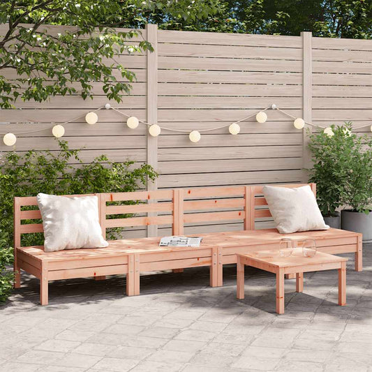 Elegant 4-Piece Armless Garden Sofas in Solid Douglas Wood