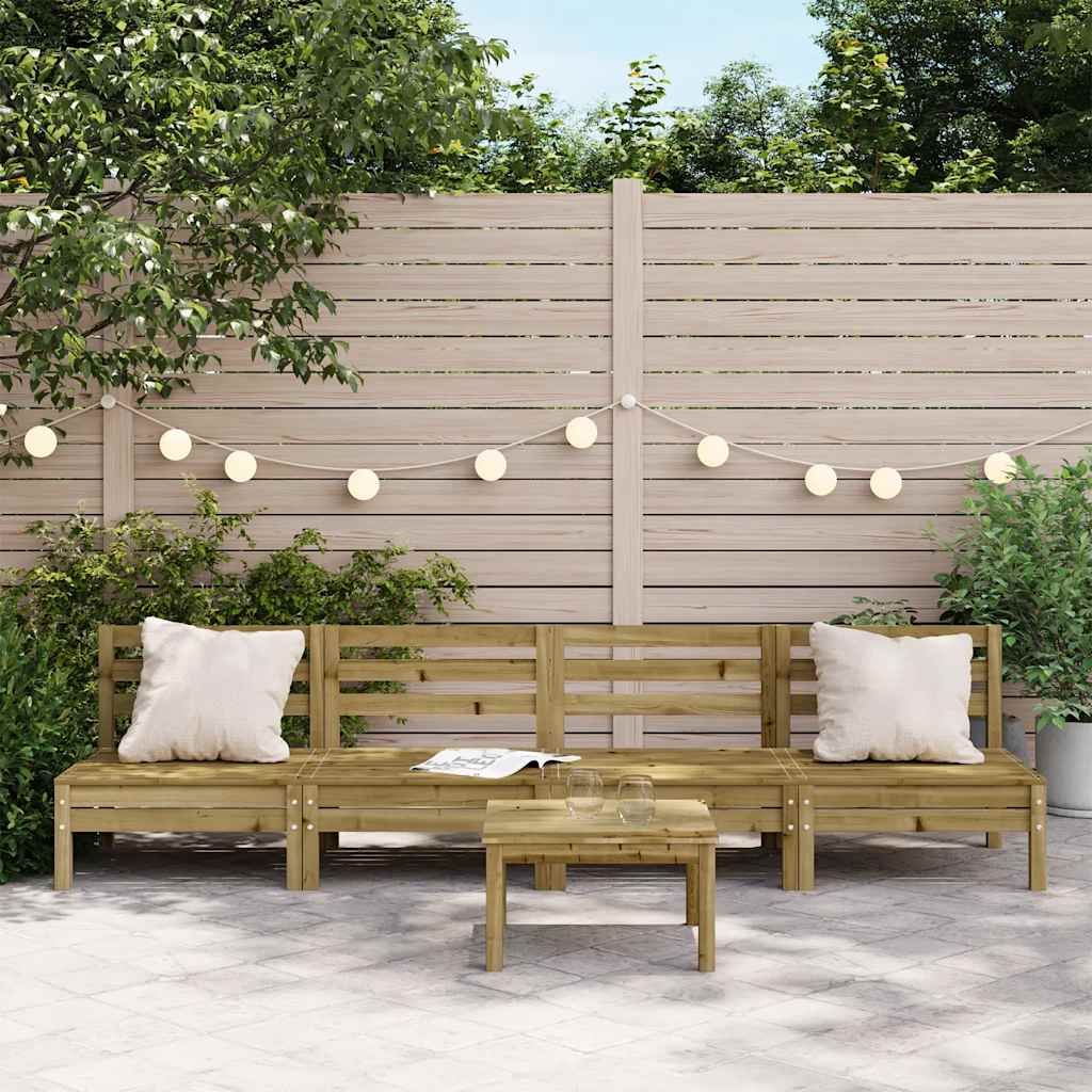 4-Piece Armless Garden Sofa Set - Impregnated Pine Wood