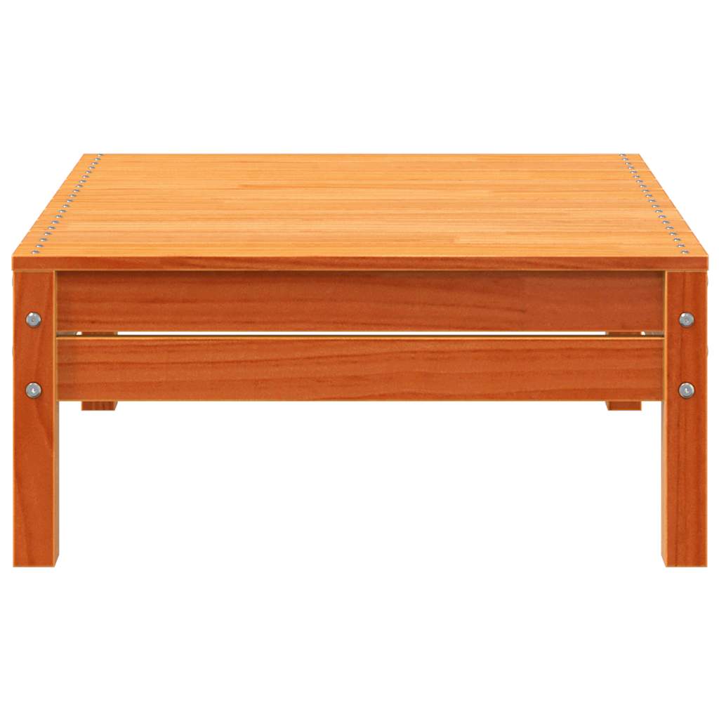 Solid Wood Pine Garden Footstool, Wax Brown Finish