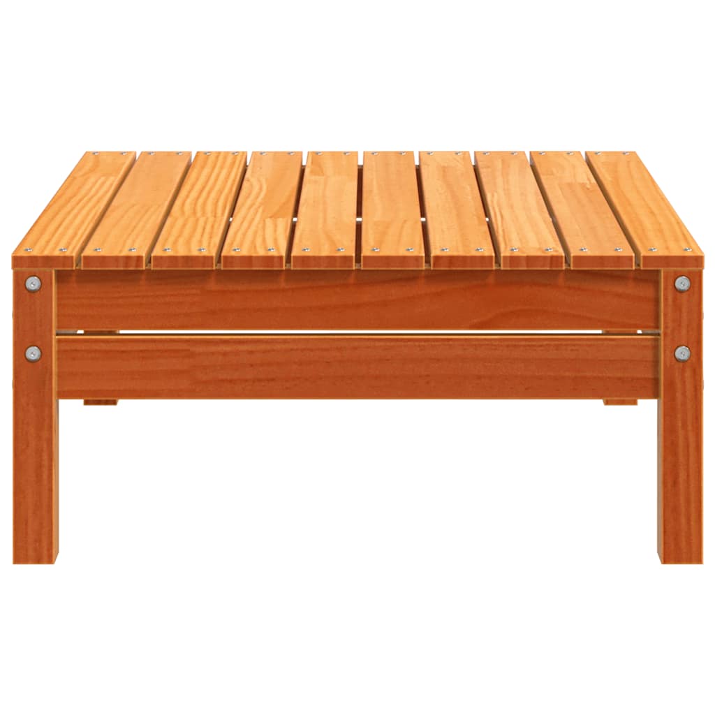 Solid Wood Pine Garden Footstool, Wax Brown Finish