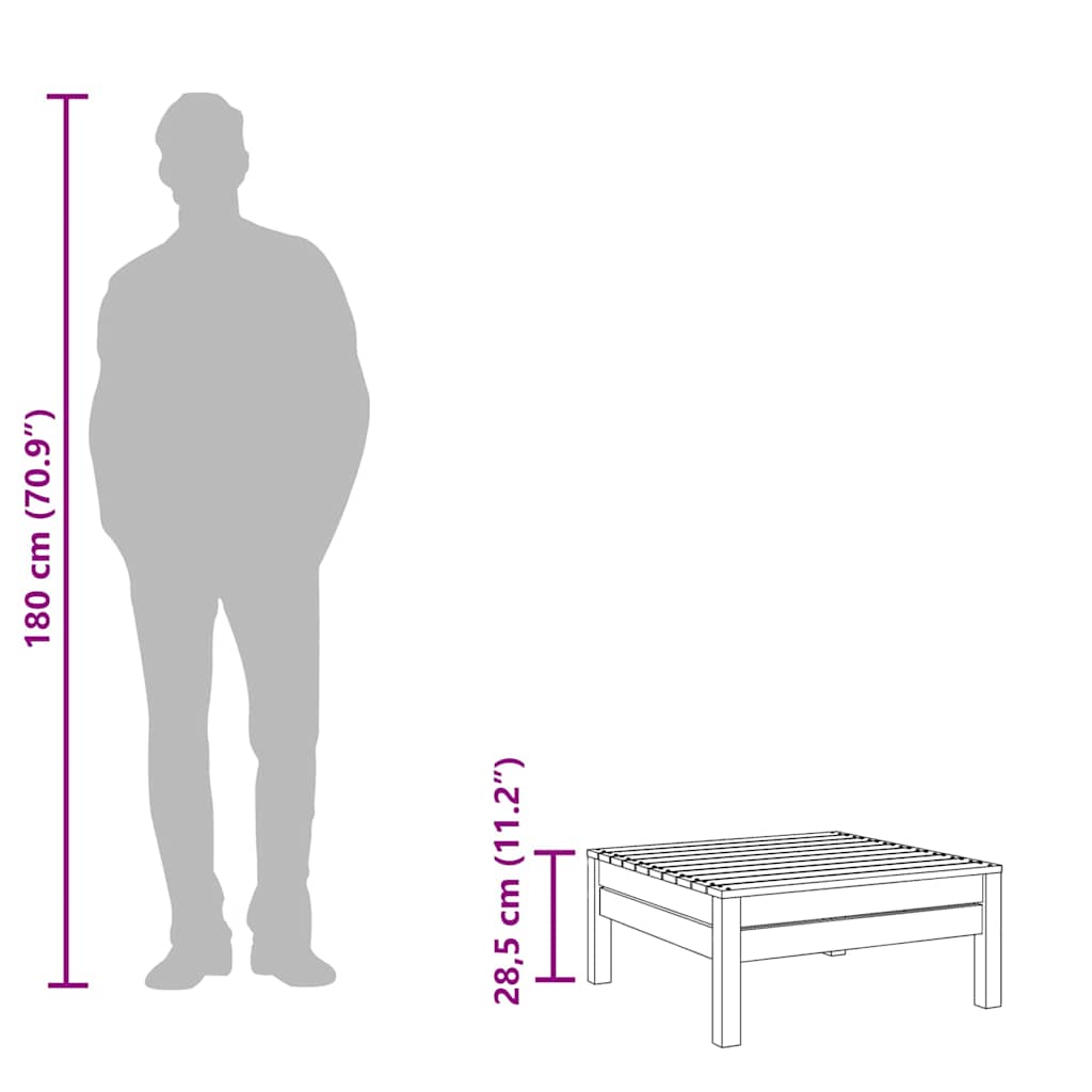 Solid Wood Pine Garden Footstool, Wax Brown Finish