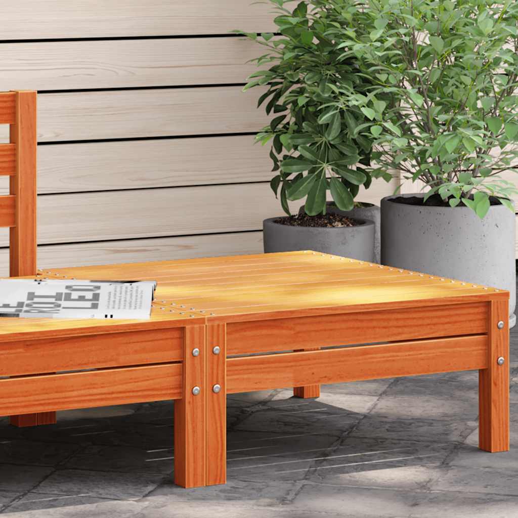 Solid Wood Pine Garden Footstool, Wax Brown Finish