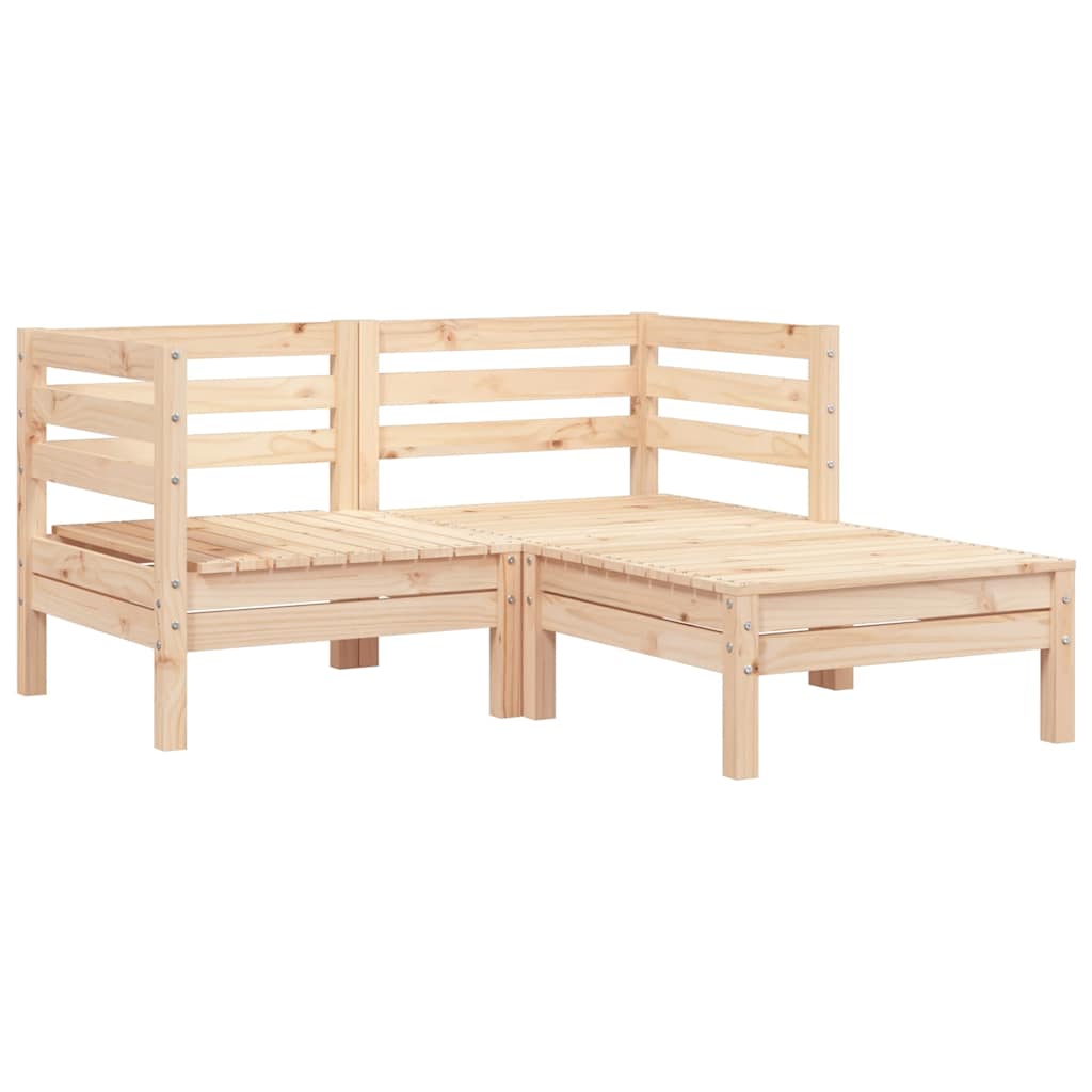 Solid Pine 2-Seater Garden Sofa with Footstool - Natural Wood Finish