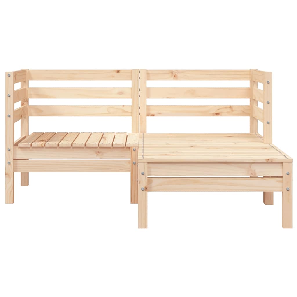 Solid Pine 2-Seater Garden Sofa with Footstool - Natural Wood Finish