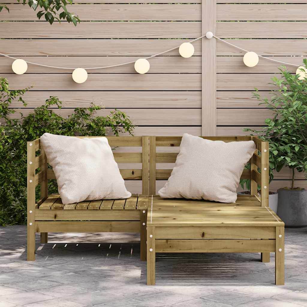 2-Seater Pine Garden Sofa with Footstool - Impregnated Wood