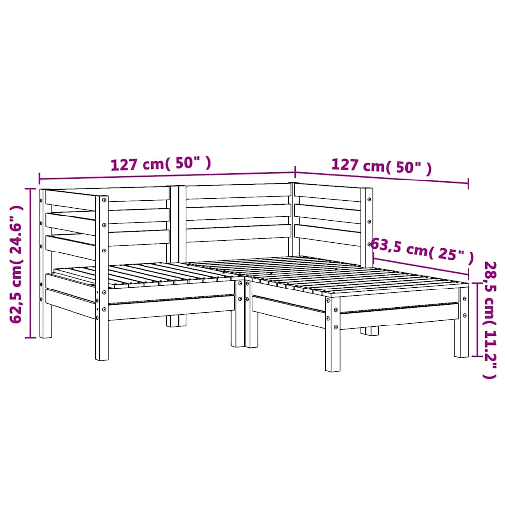 2-Seater Pine Garden Sofa with Footstool - Impregnated Wood