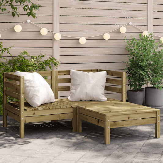 2-Seater Pine Garden Sofa with Footstool - Impregnated Wood