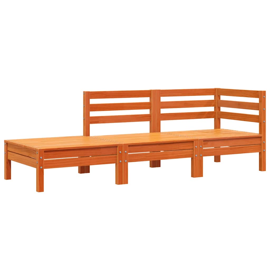 Solid Wood Pine Garden Sofa 3-Seater, Wax Brown Finish