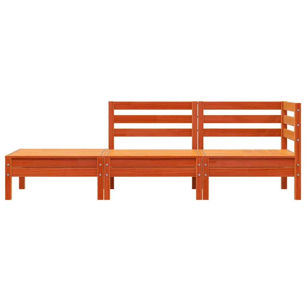 Solid Wood Pine Garden Sofa 3-Seater, Wax Brown Finish