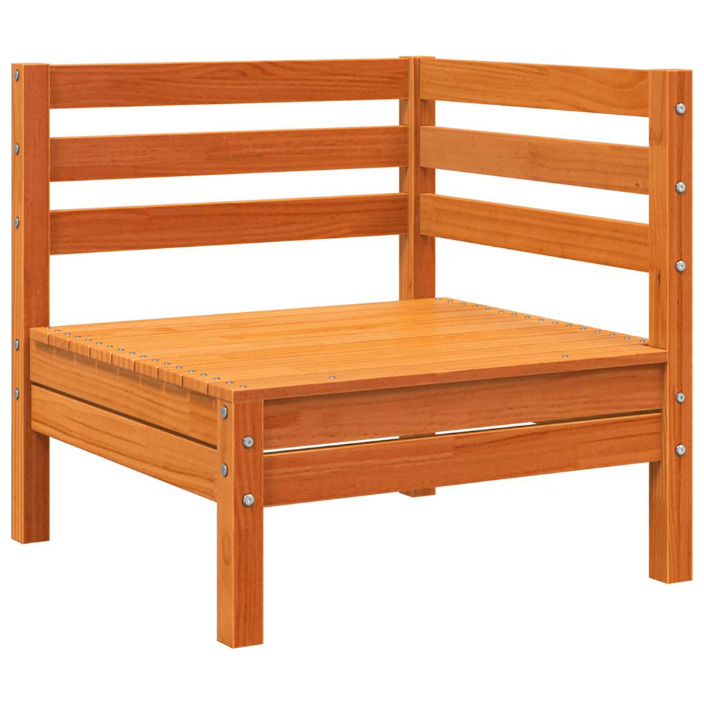 Solid Wood Pine Garden Sofa 3-Seater, Wax Brown Finish