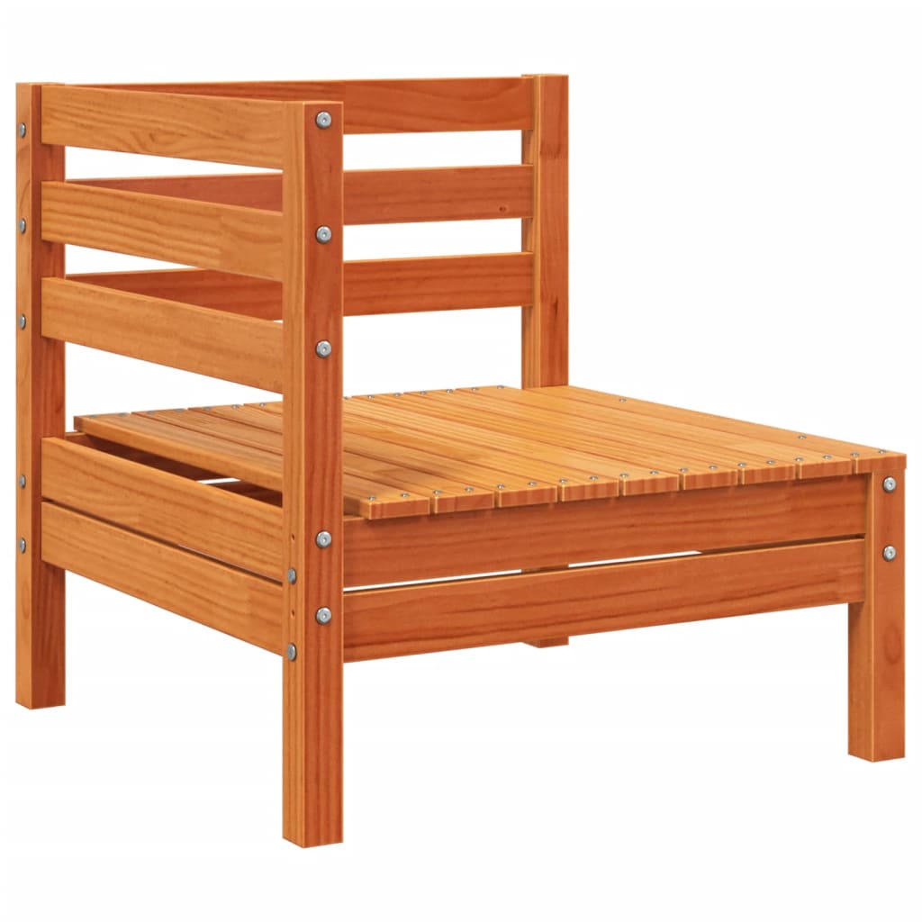 Wax Brown Solid Wood Pine Garden Sofa 3-Seater + Footstool