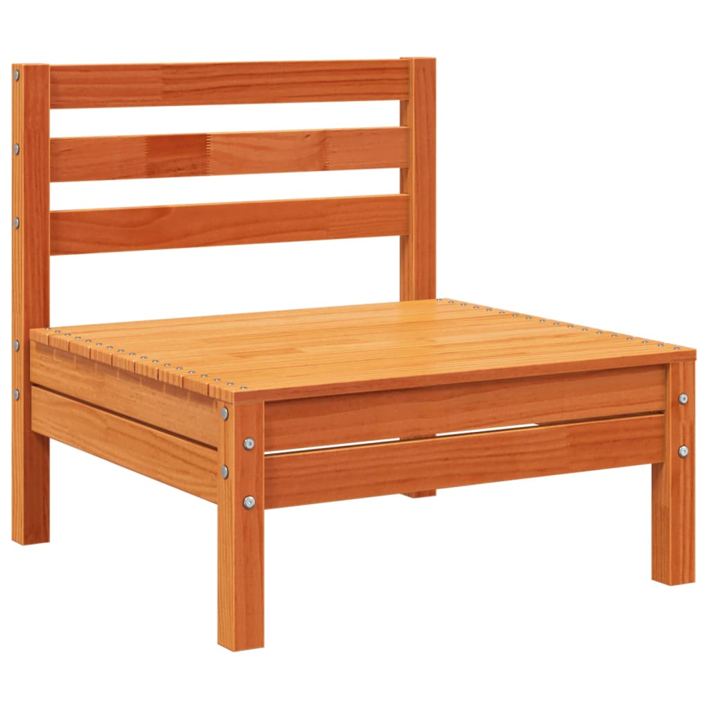 Wax Brown Solid Wood Pine Garden Sofa 3-Seater + Footstool