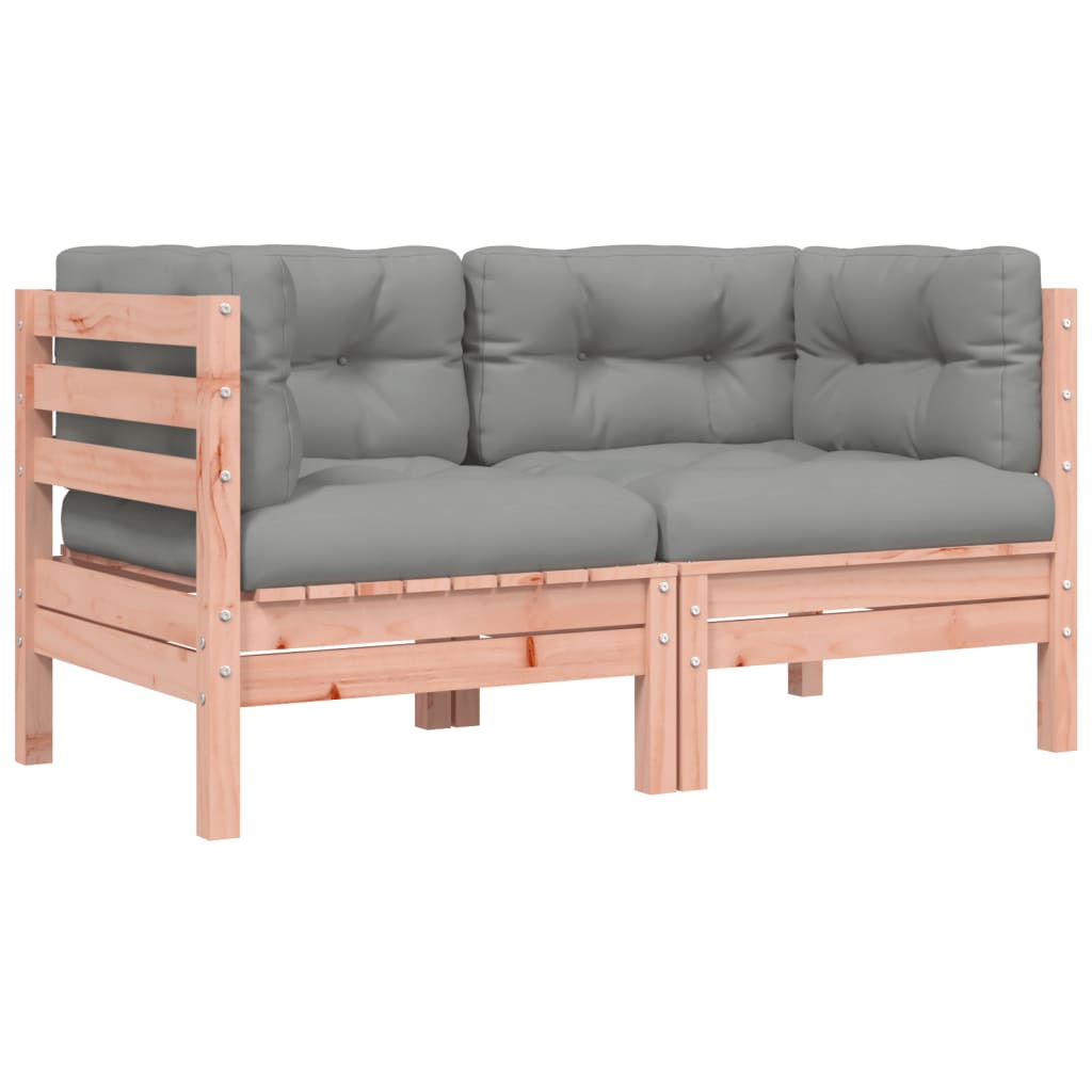 Solid Wood Douglas 2-Piece Garden Sofa Corner with Cushions