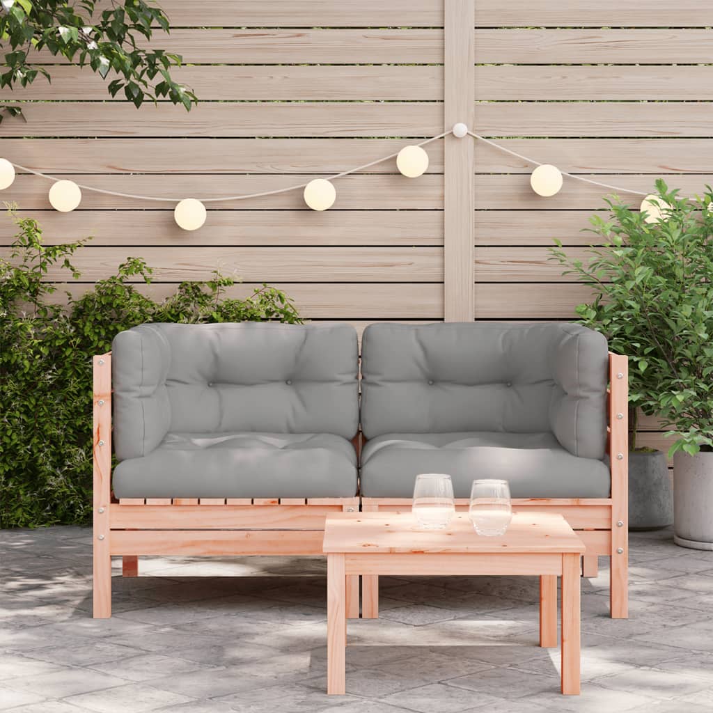 Solid Wood Douglas 2-Piece Garden Sofa Corner with Cushions