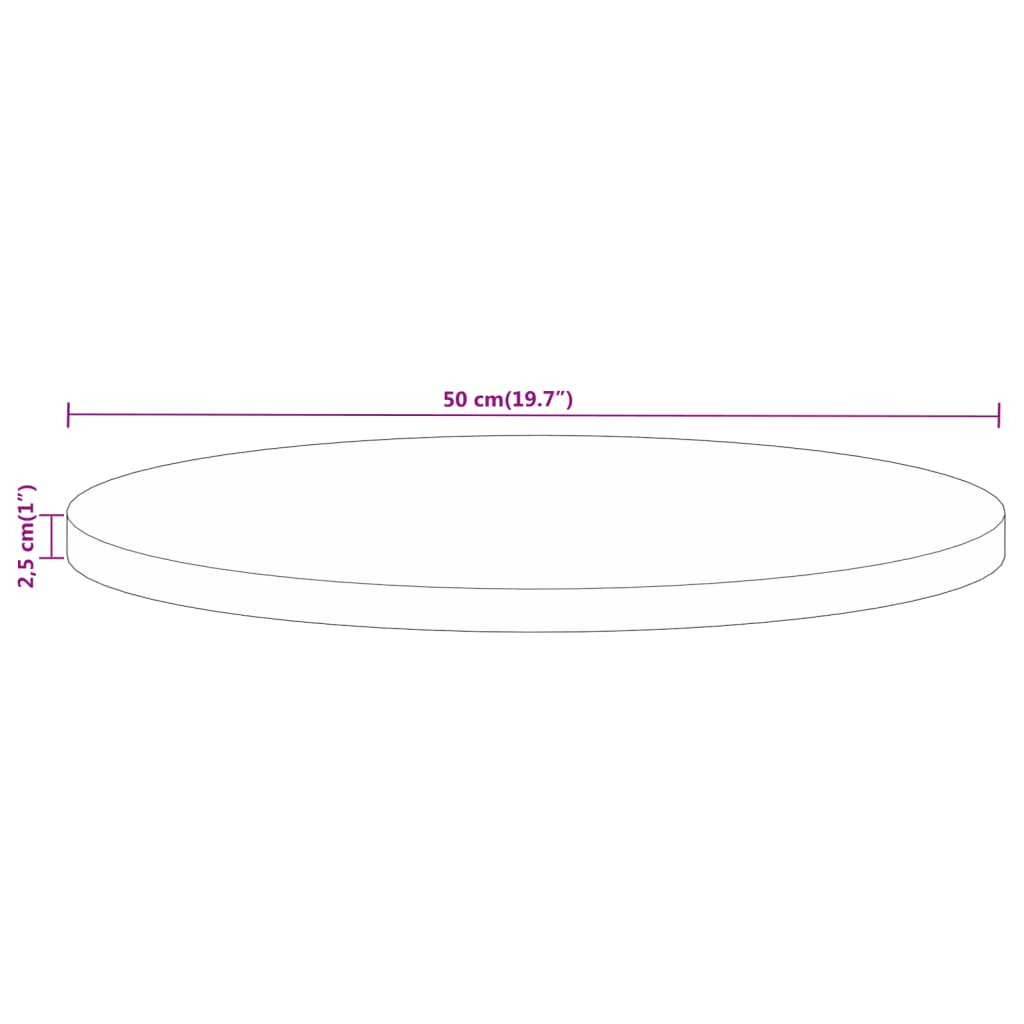 Round Mango Wood Table Top Ø 50x2.5 cm - Solid & Rustic Finish