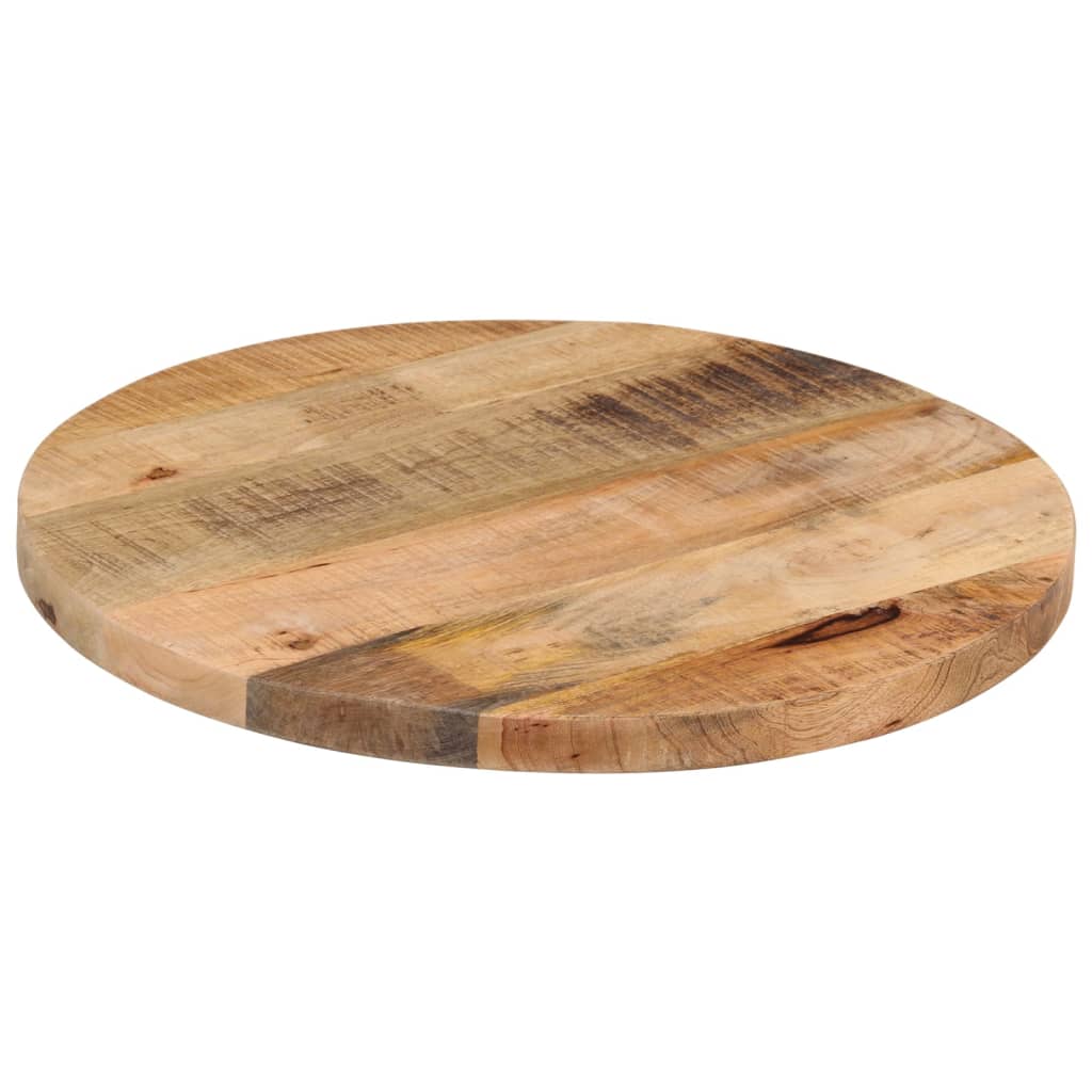 Round Solid Mango Wood Table Top, Ø 60x3.8 cm - Rustic Finish