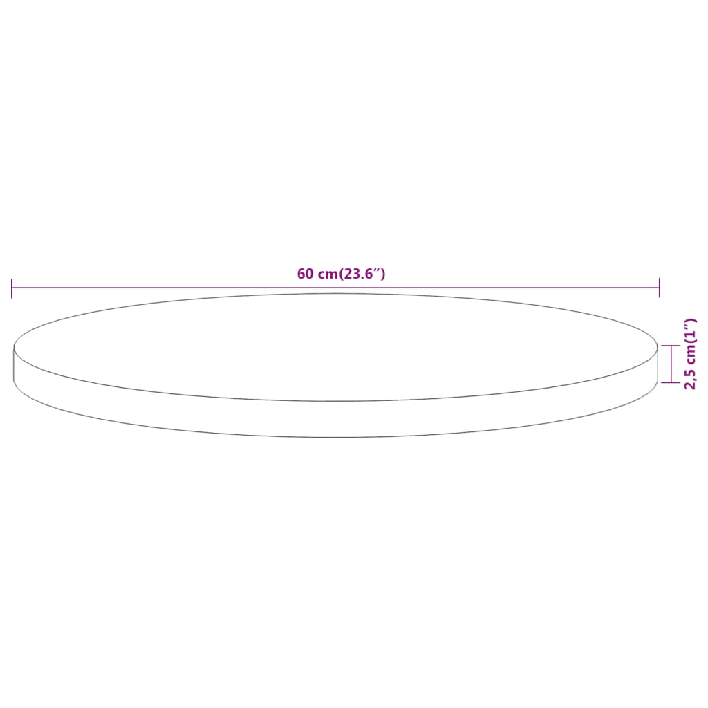 Solid Acacia 60cm Round Table Top - Natural Wood Finish
