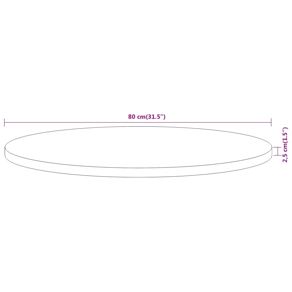 Round Acacia Wood Table Top Ø80x2.5cm - Durable & Stylish