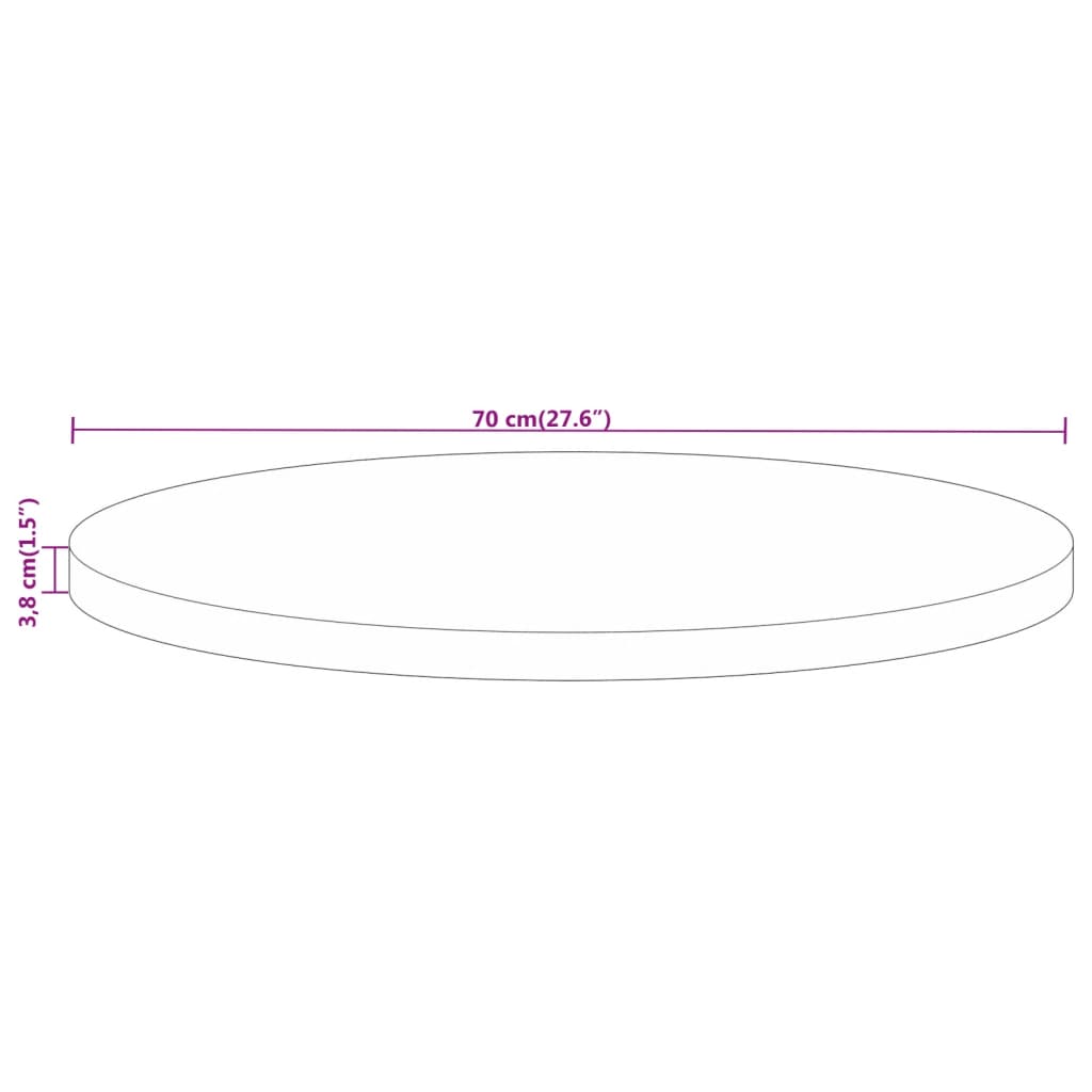 Round Solid Mango Wood Table Top Ø70x3.8cm - Natural Finish