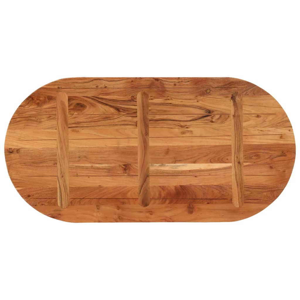 Oval Solid Acacia Wood Table Top - 100x50x2.5 cm