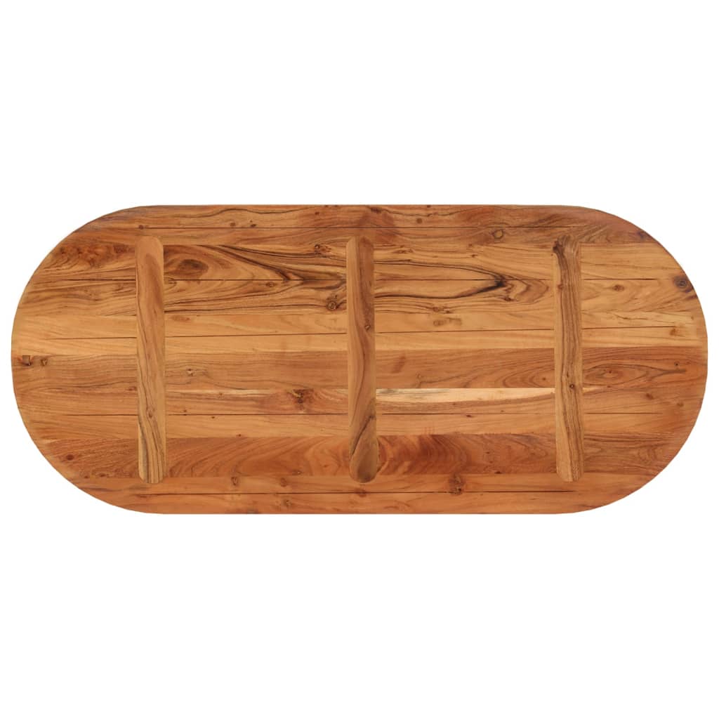 Oval Solid Acacia Wood Table Top - 110x50x2.5 cm