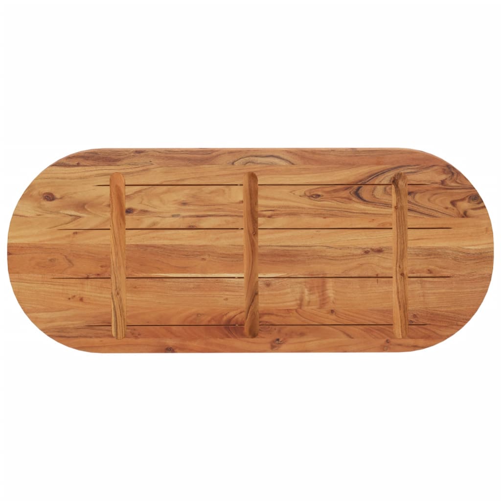 Oval Solid Acacia Wood Table Top, 100x40x3.8 cm