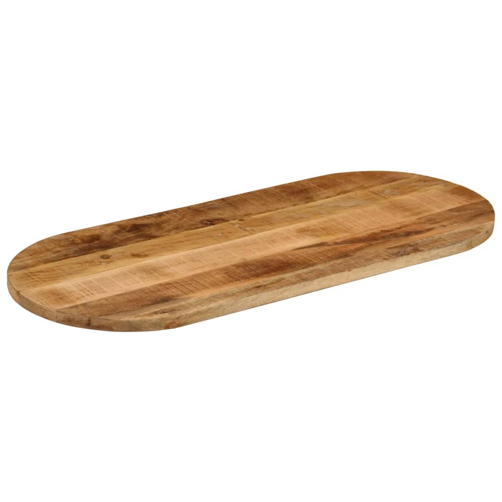 Oval Solid Mango Wood Table Top - 110x40x3.8 cm Rustic Finish