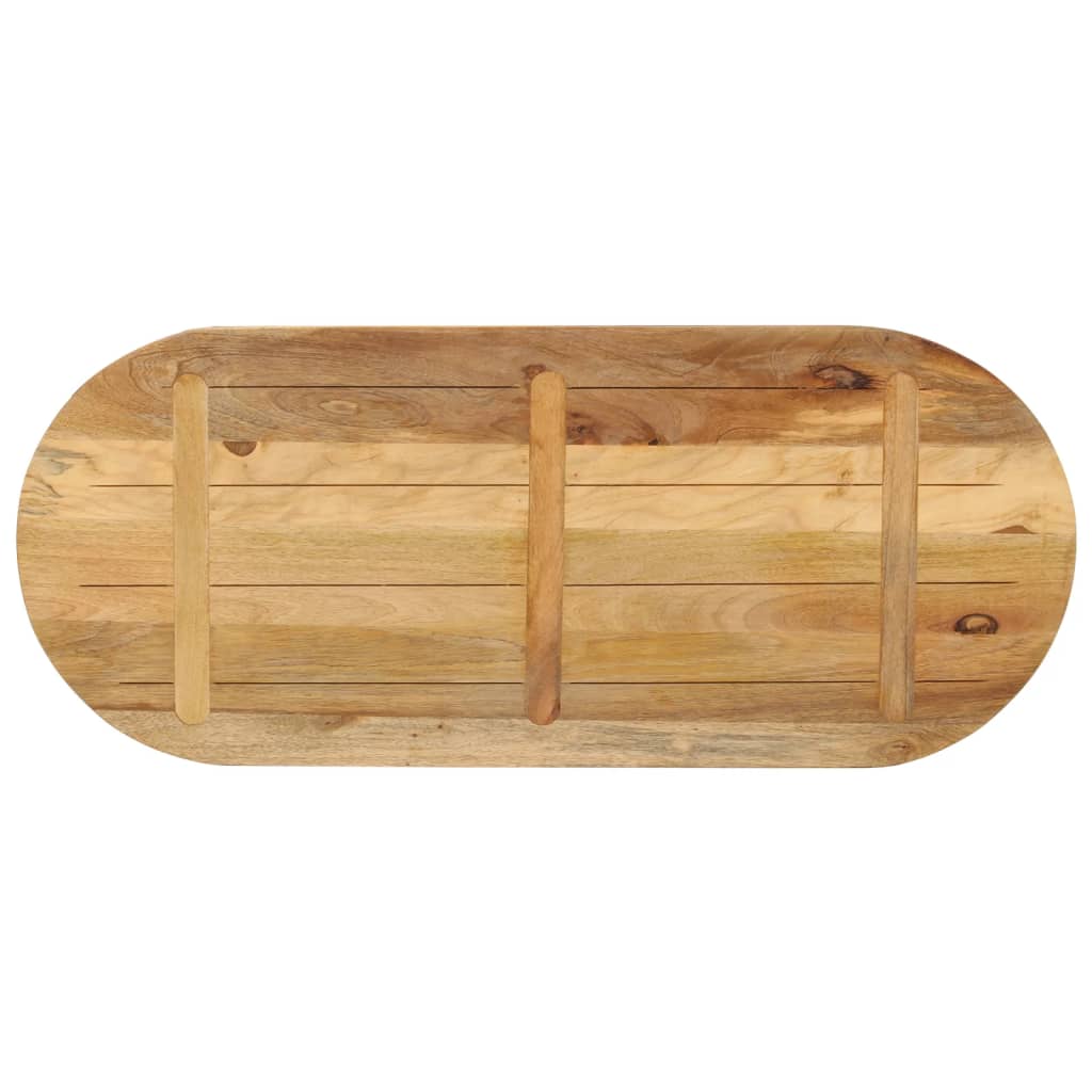 Oval Solid Mango Wood Table Top - 110x40x3.8 cm Rustic Finish