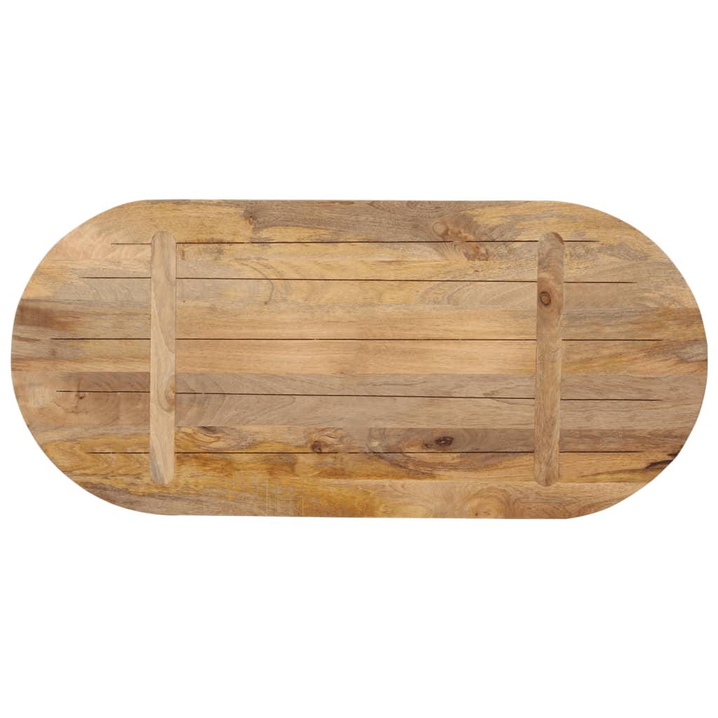 Oval Solid Mango Wood Table Top 80x40x3.8 cm Brown Finish