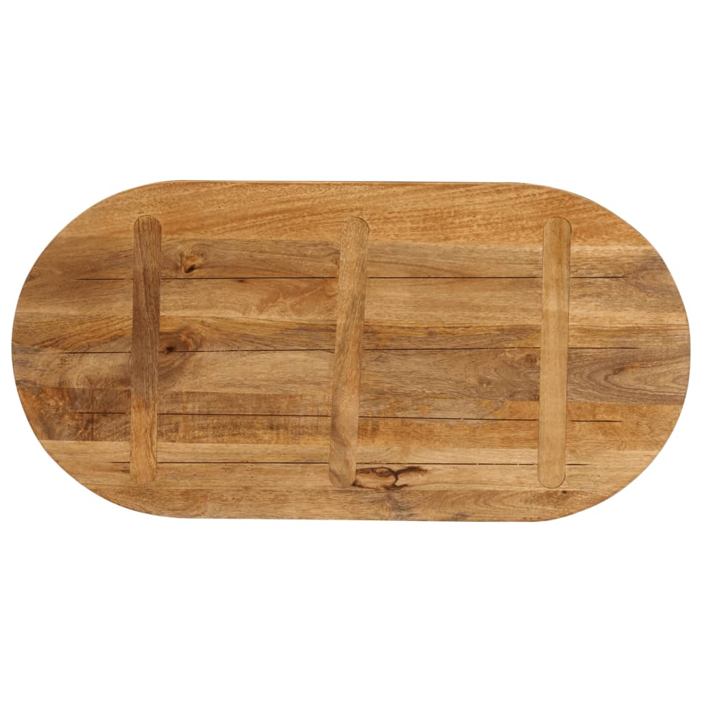 Oval Solid Mango Wood Table Top 90x40x2.5 cm - Natural Finish